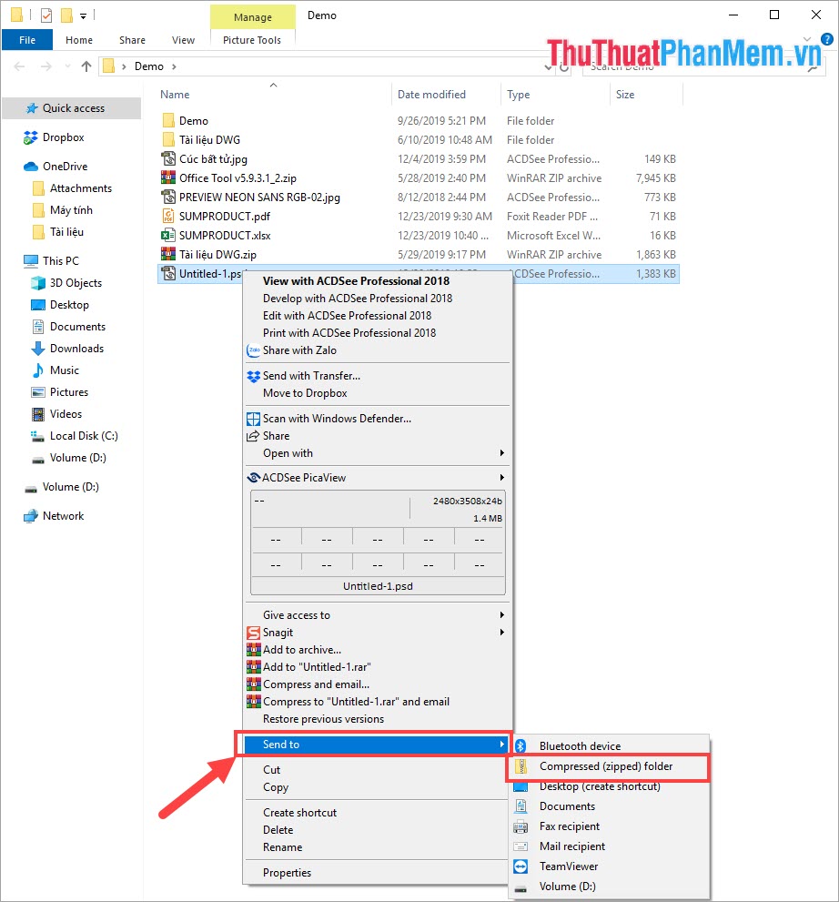 Cách nén và giải nén file không cần cài thêm phần mềm trên Windows 10
