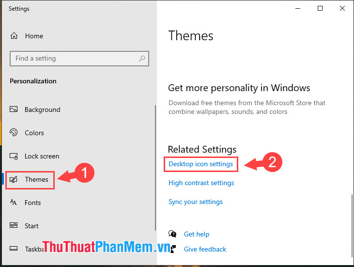 Chọn Desktop icon settings