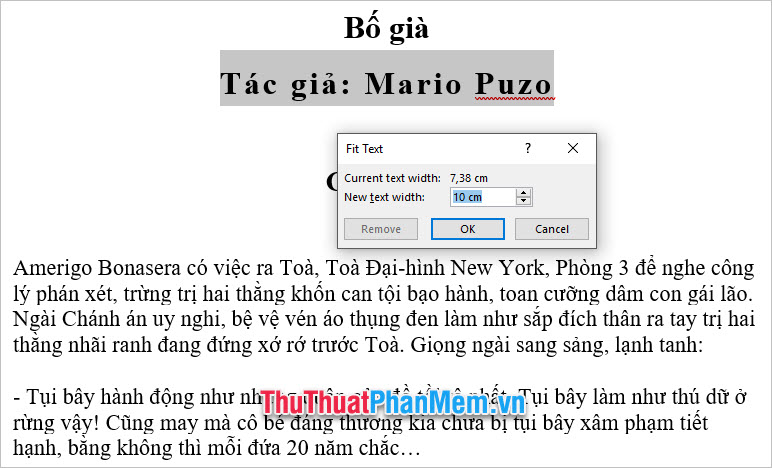 Current text width là độ dài vốn có của dòng chữ đã chọn