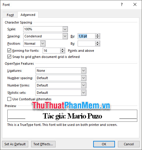 Nếu lựa chọn Condensed, các bạn có thể co dòng theo độ phân giải