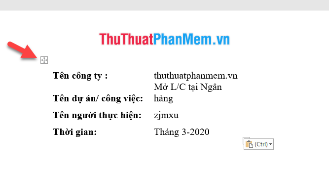 Kết quả thu được dữ liệu sao chép dưới dạng bảng