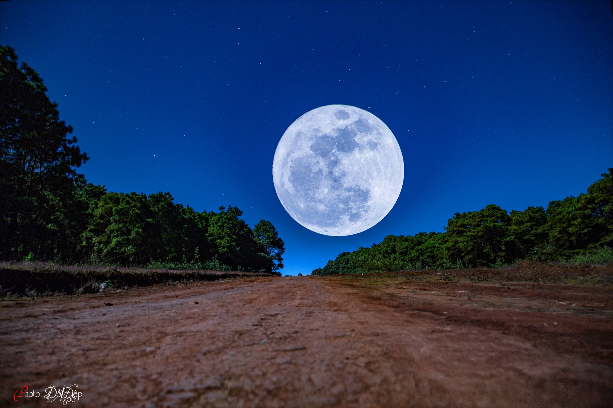 Hình ảnh siêu trăng cực đẹp ở cuối con đường