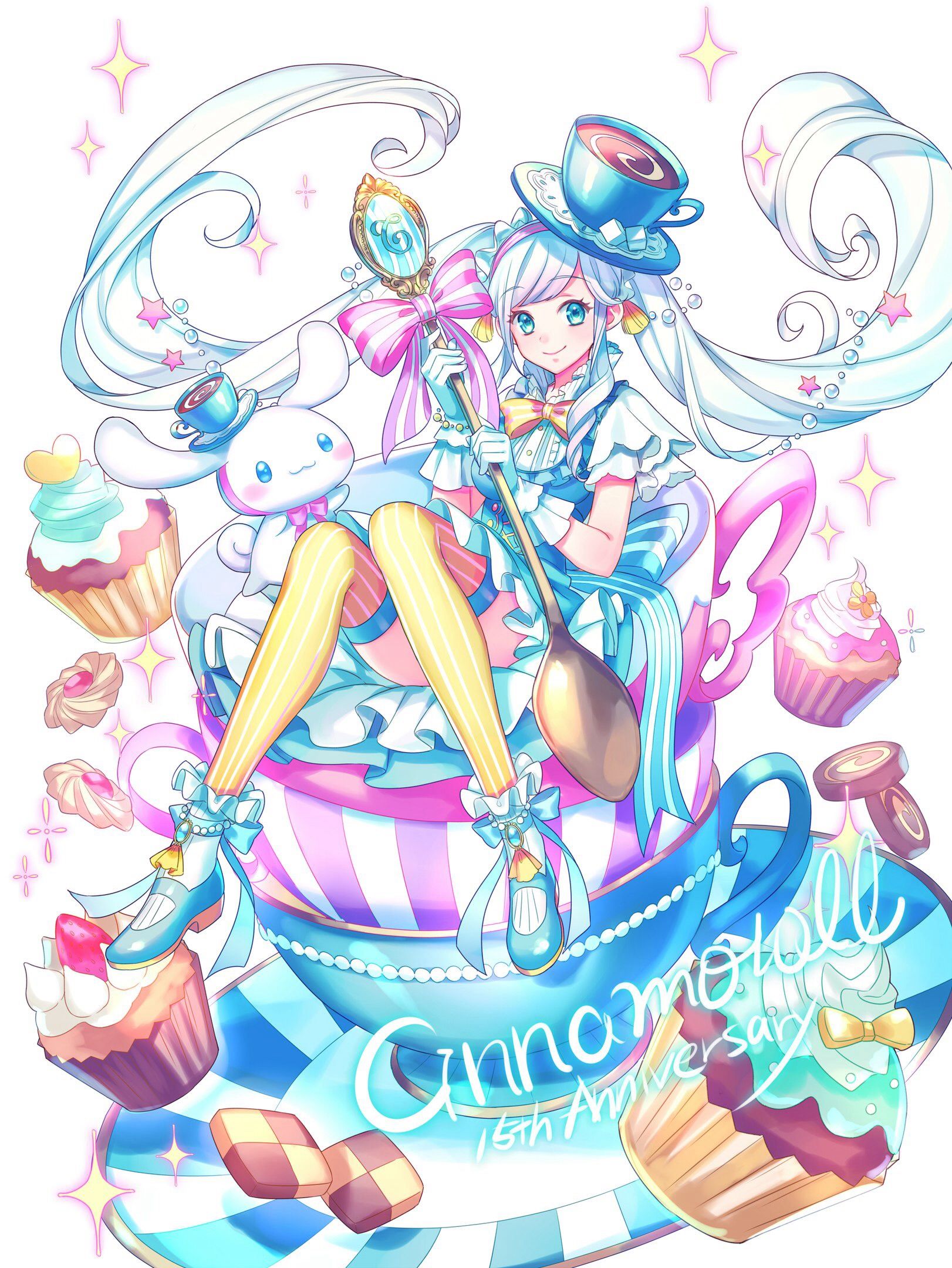 Tranh vẽ cô công chúa kẹo ngồi trên chiếc bánh ngọt