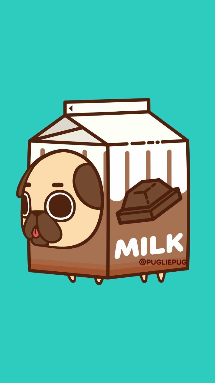 Tranh vẽ pug mặt ngu mặc hộp sữa rất cute