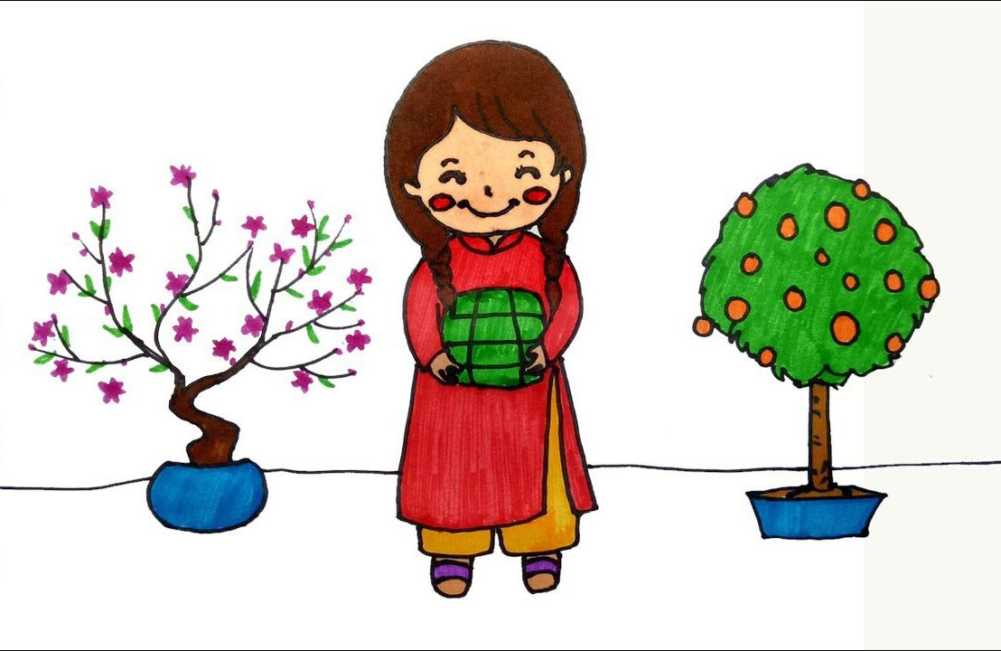 20 Cách vẽ tranh ngày tết và mùa xuân đơn giản mà đẹp