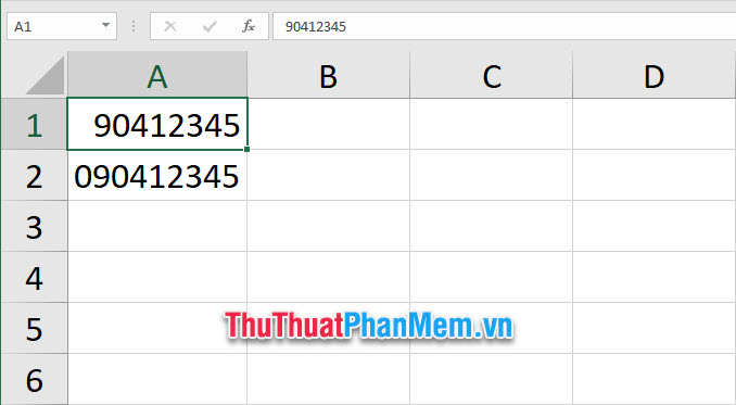 Cách hiển thị số 0 ở trước dãy số trong Excel