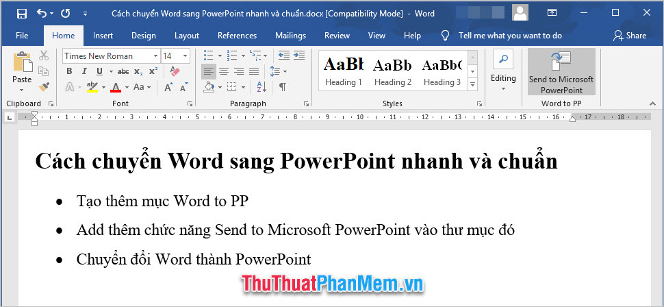 Cách chuyển nội dung file Word sang PowerPoint tự động