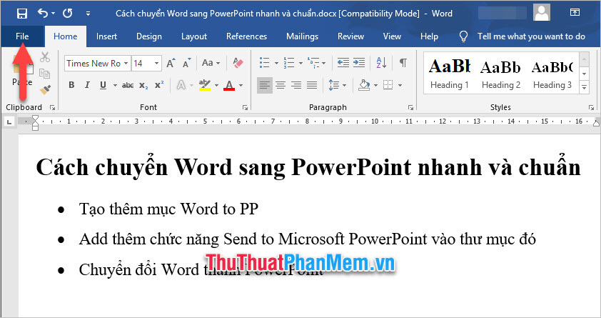 Cách chuyển nội dung file Word sang PowerPoint tự động