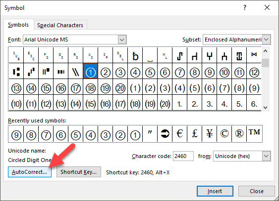 Chọn AutoCorrect