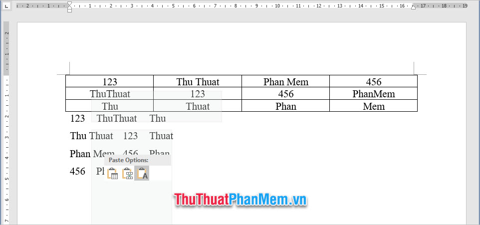 Chọn Keep Text Only trong Paste Options để chỉ lấy duy nhất dữ liệu