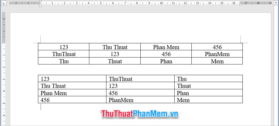 Hiện giờ các bạn có thể thấy bảng dữ liệu mới tạo đã có cột và hàng xoay theo chiều dọc so với bảng dữ liệu gốc