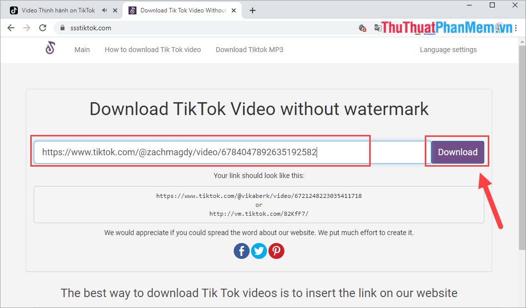Cách tải video TikTok về máy tính