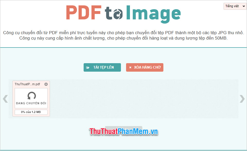 Sau khi lựa chọn file tải lên, file được tải lên cần mất một chút thời gian để có thể upload thành công
