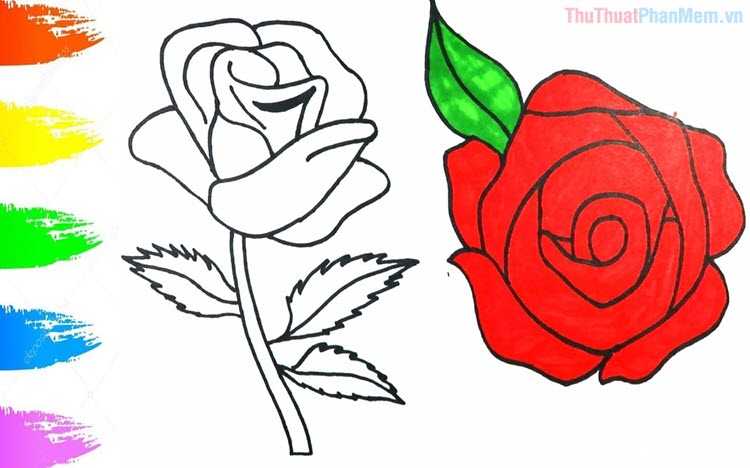 Các mẫu tranh tô màu bông hoa hồng cho bé độ tuổi mẫu giáo