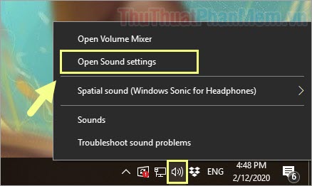 Chọn Open Sound Settings