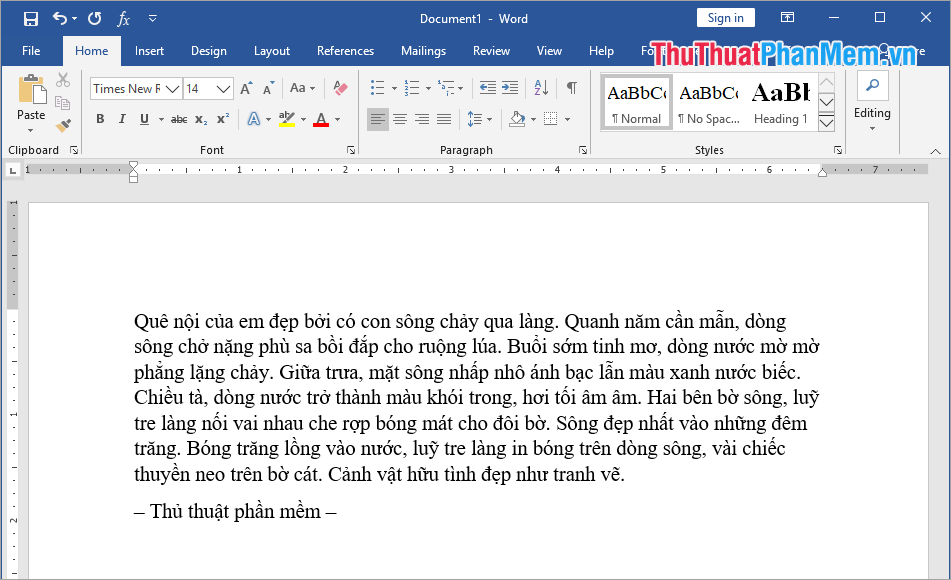 Kết quả sau khi bỏ gạch chân