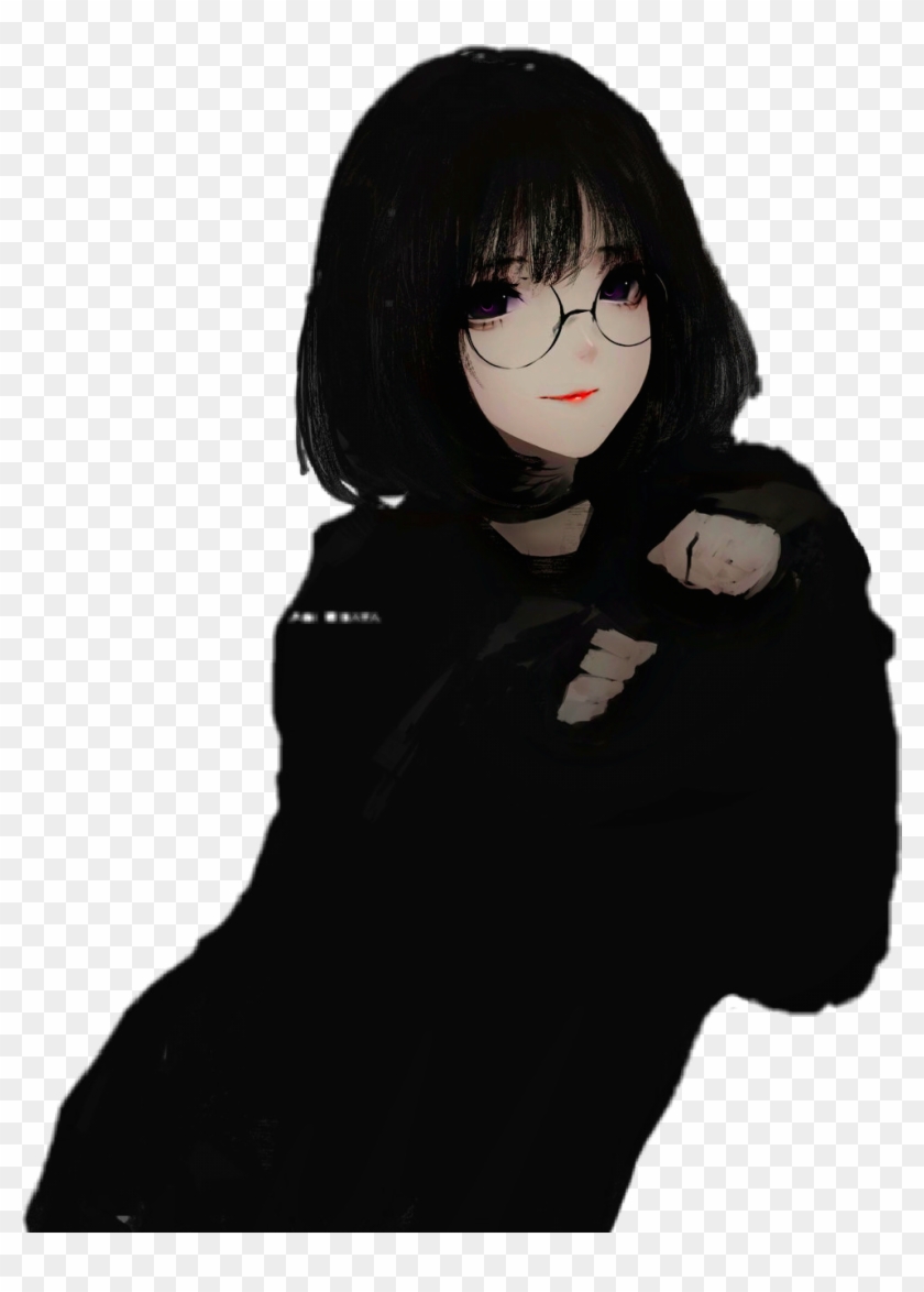 Hình ảnh cô gái áo đen anime Hàn đẹp