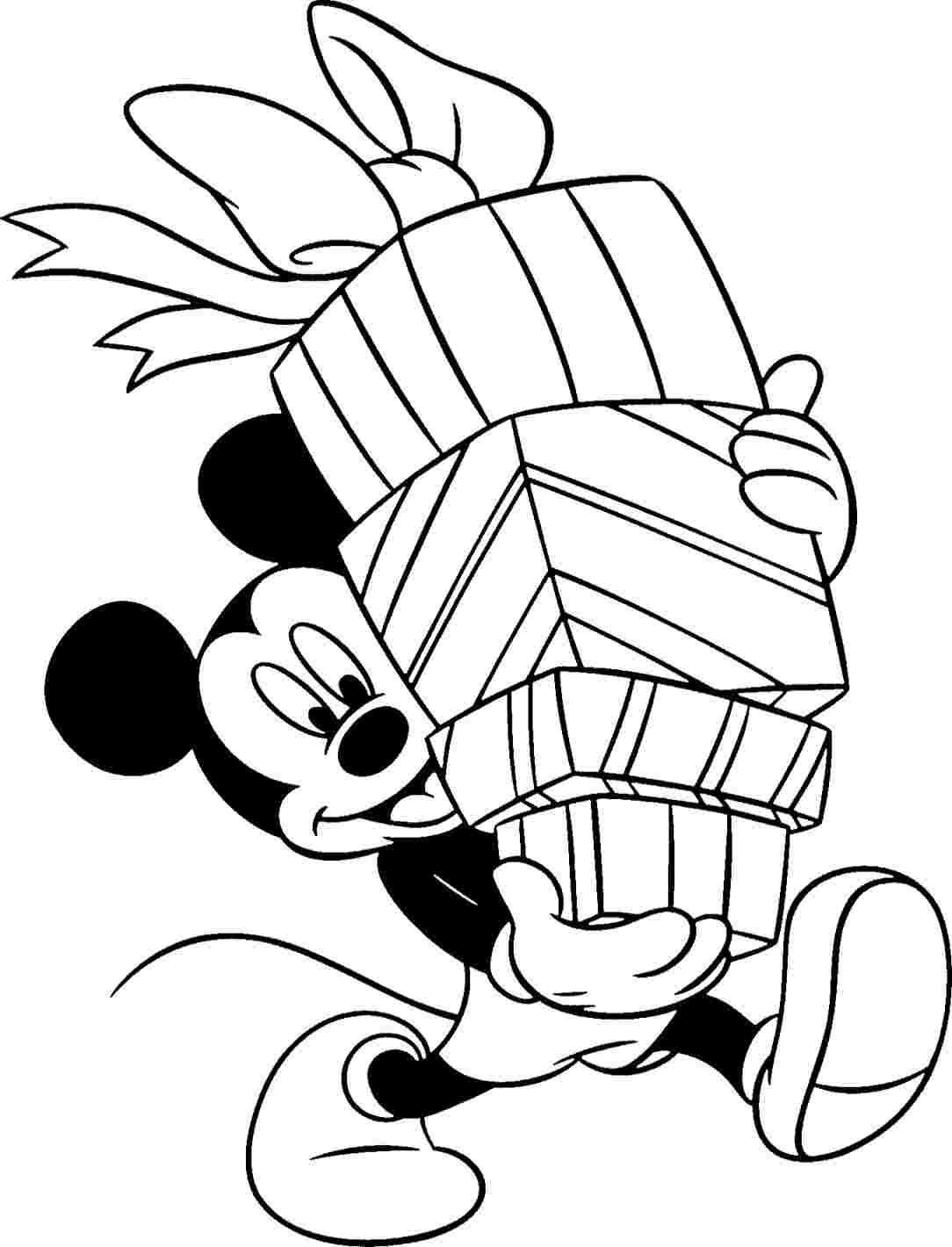Chuột Mickey mang nhiều quà - tranh tô màu