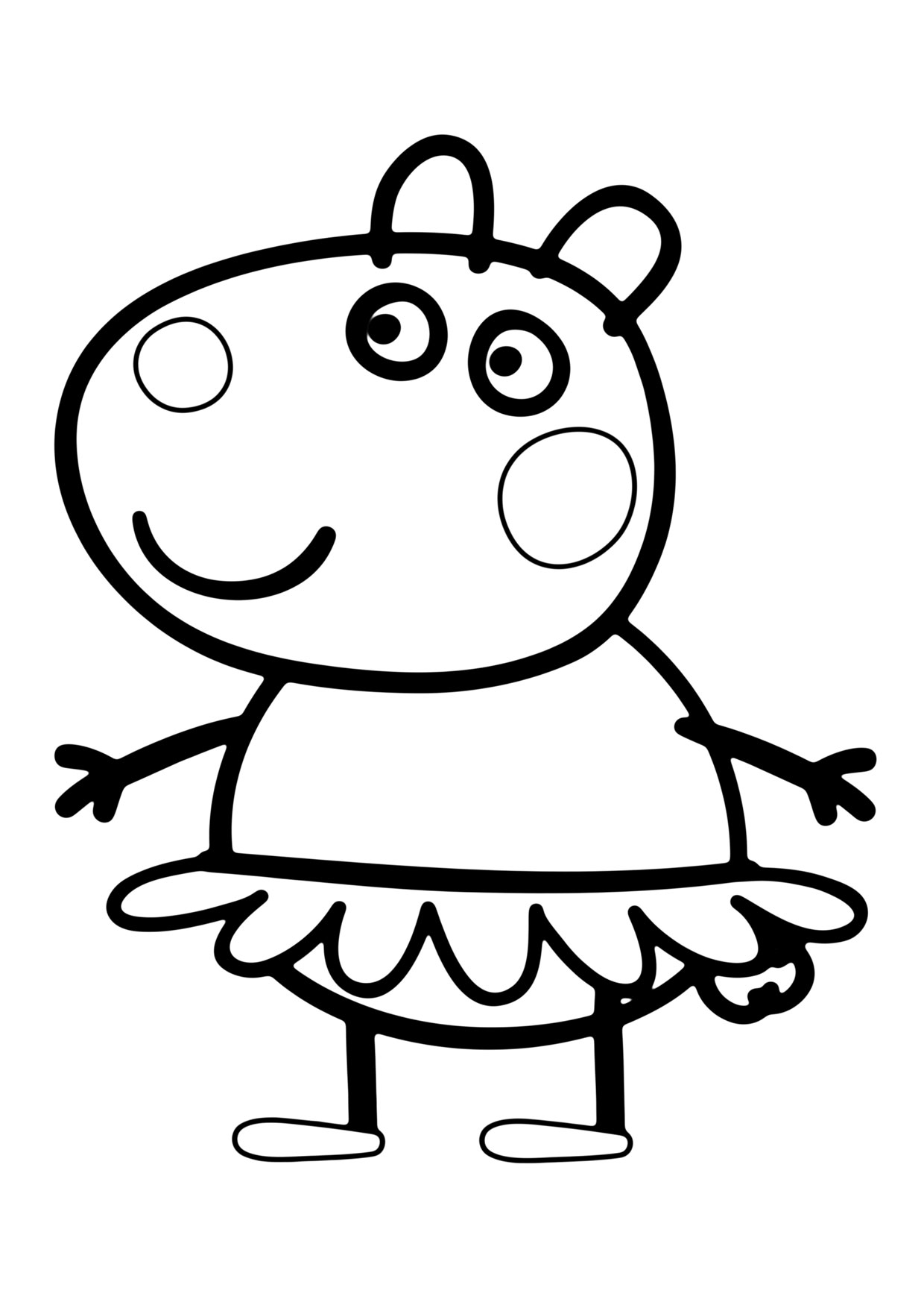 Peppa Pig trang màu với váy
