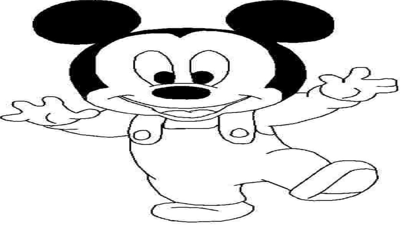 Hình ảnh tô màu bé Mickey giơ hai tay