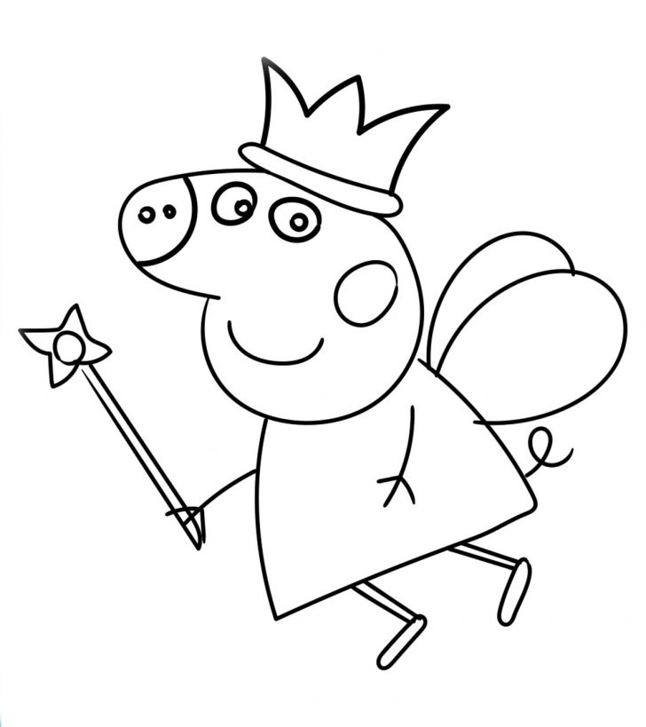 Trang màu Peppa Pig với vương miện