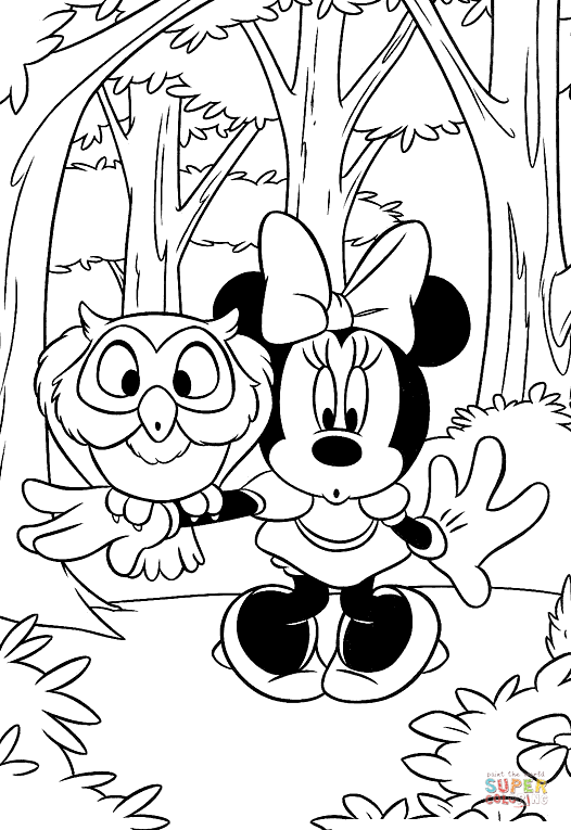 Trang màu bạn gái của chuột Mickey và cú