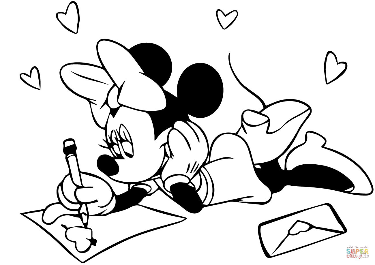 Bạn gái của Mickey trang màu viết thư tình