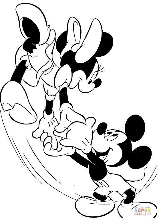 Tranh tô màu chuột Mickey cùng tung tăng nhảy múa