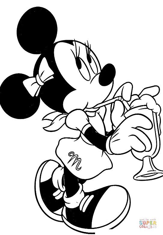 Trang màu chuột Mickey uống nước trái cây
