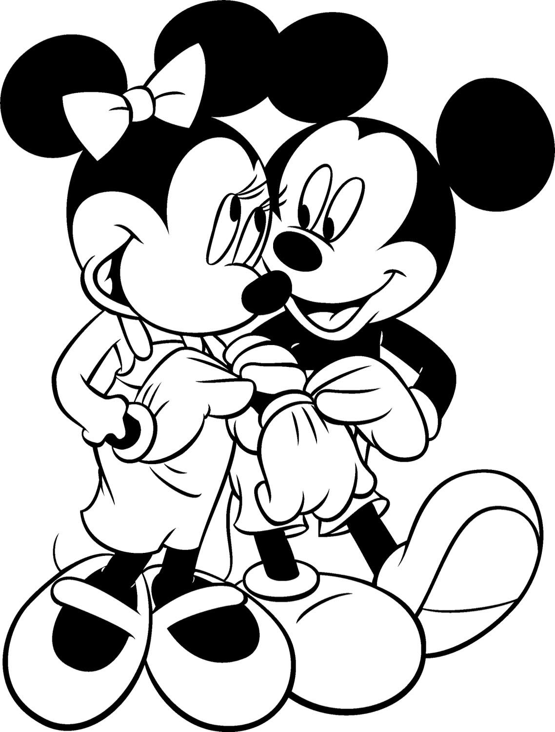 Tranh tô màu chuột Mickey và bạn gái đẹp