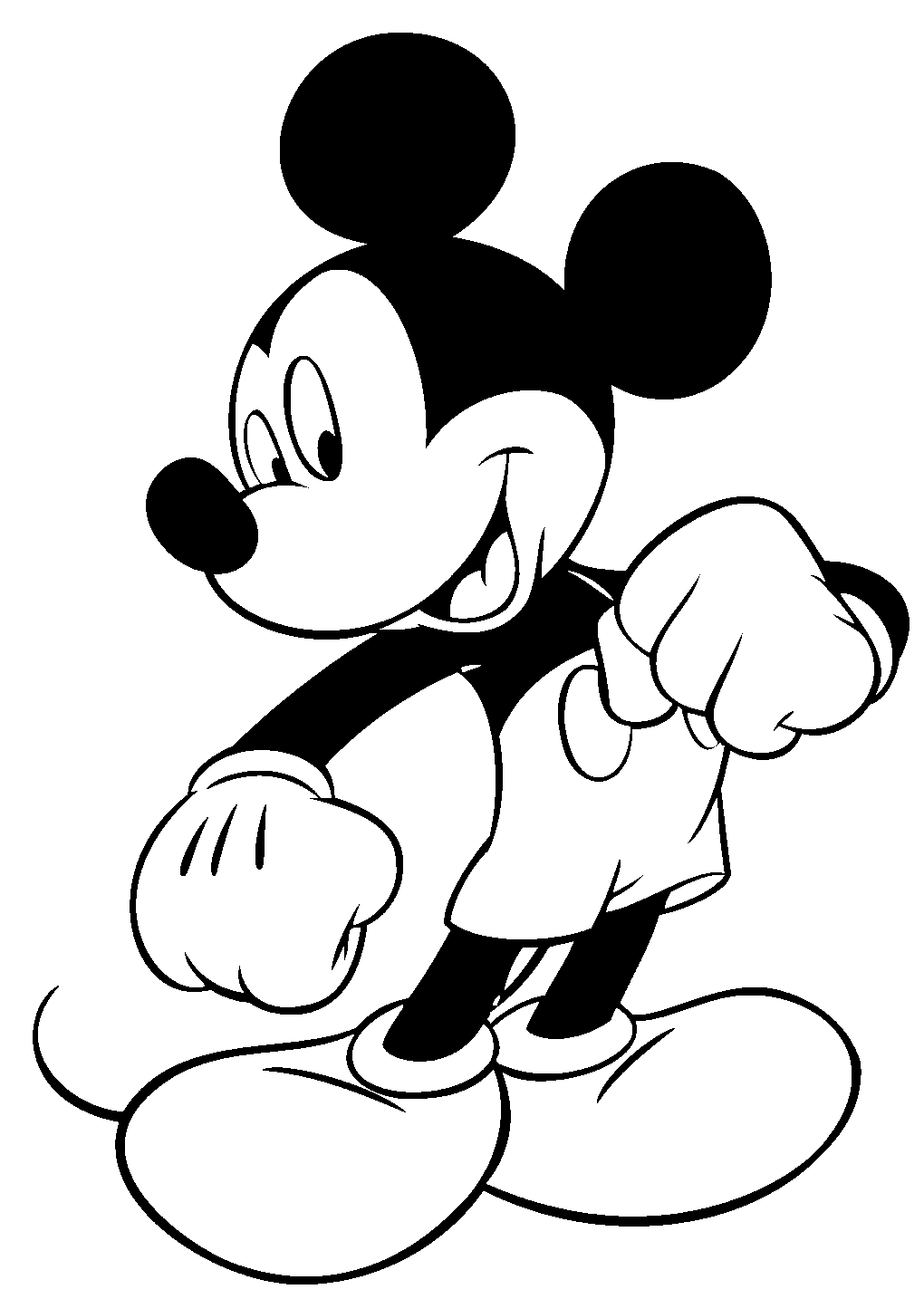 Tranh tô màu chuột Mickey vỗ ngực