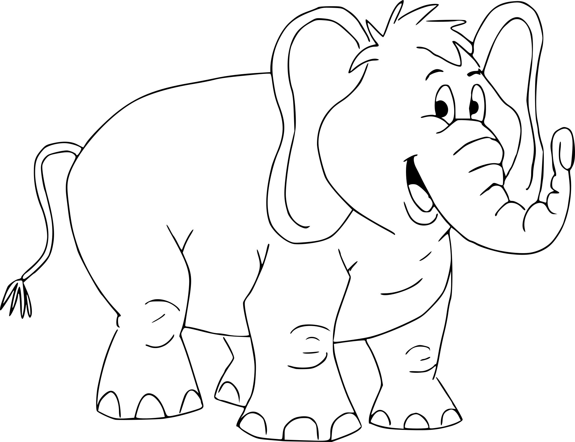 Tranh tô màu hình voi cartoon rất đẹp