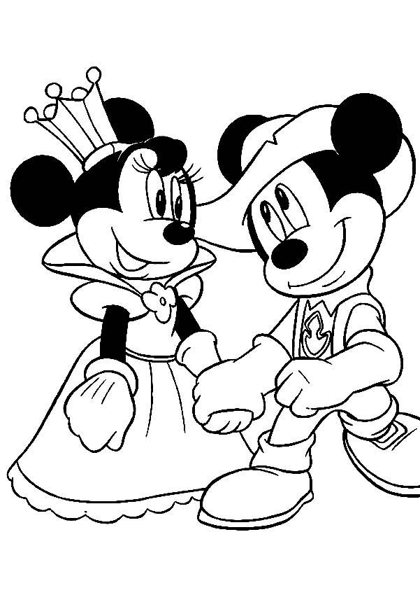 Tranh tô màu Mickey thợ săn và nàng công chúa