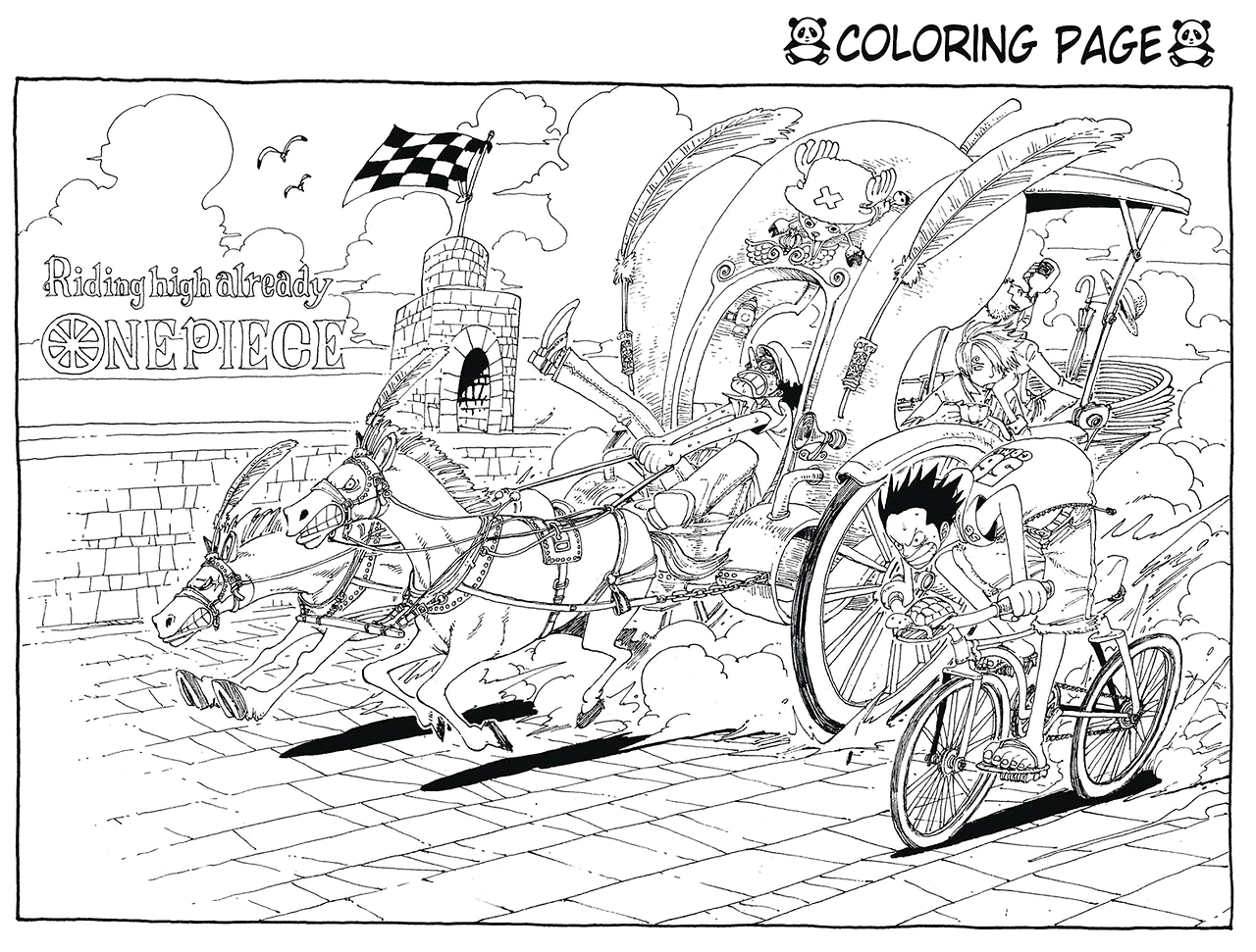 Tranh tô màu One Piece cuộc đua kỳ thú