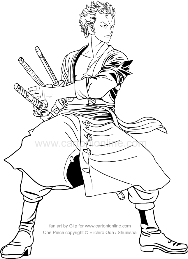 Trang màu Zoro kiếm sĩ One Piece cực đẹp