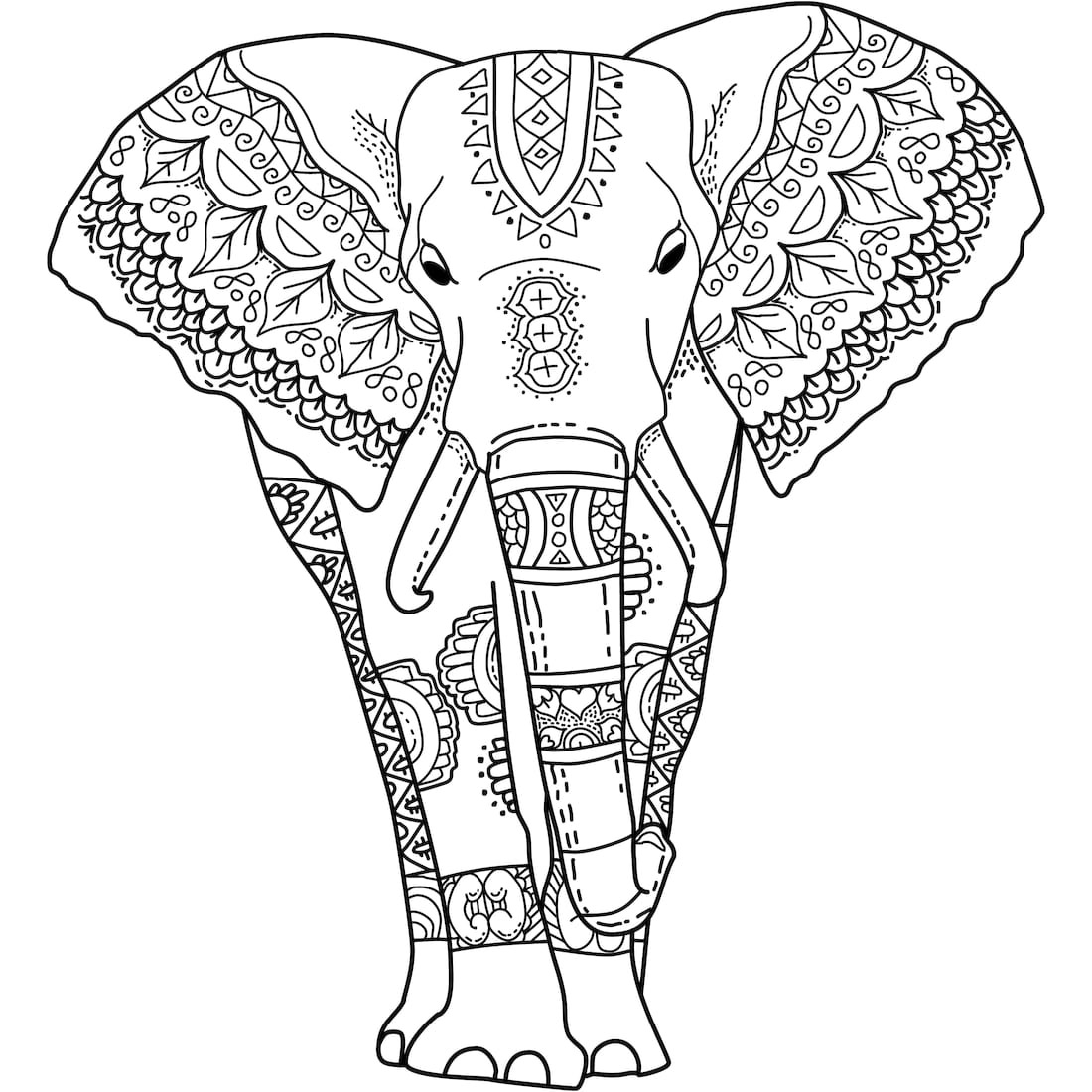 Tranh tô màu voi có những hoa văn rất đẹp