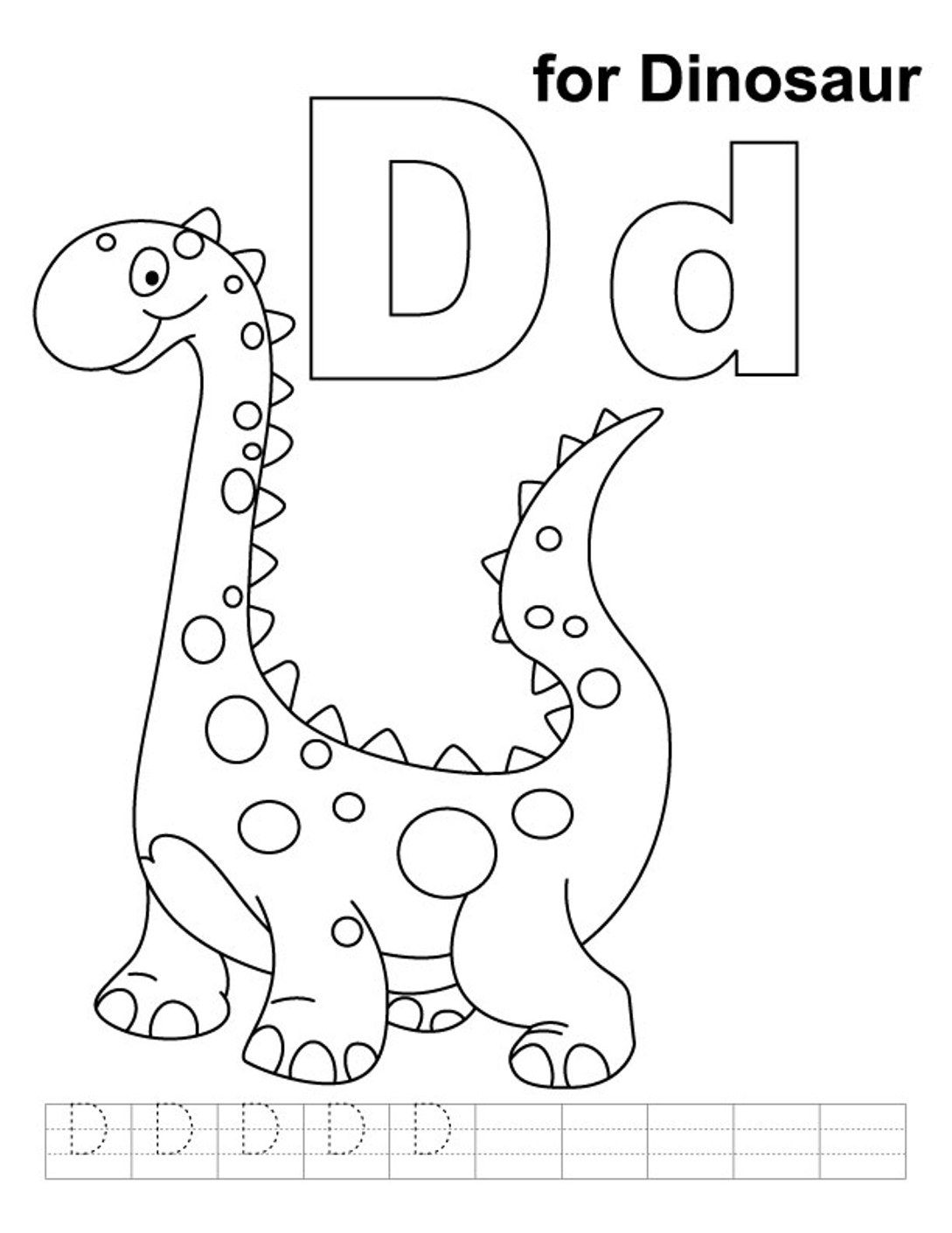 Tranh tô màu chữ cái D con khủng long