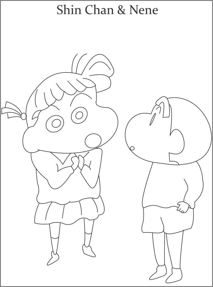 Tranh tô màu Shin cậu bé bút chì và cô bé Nene