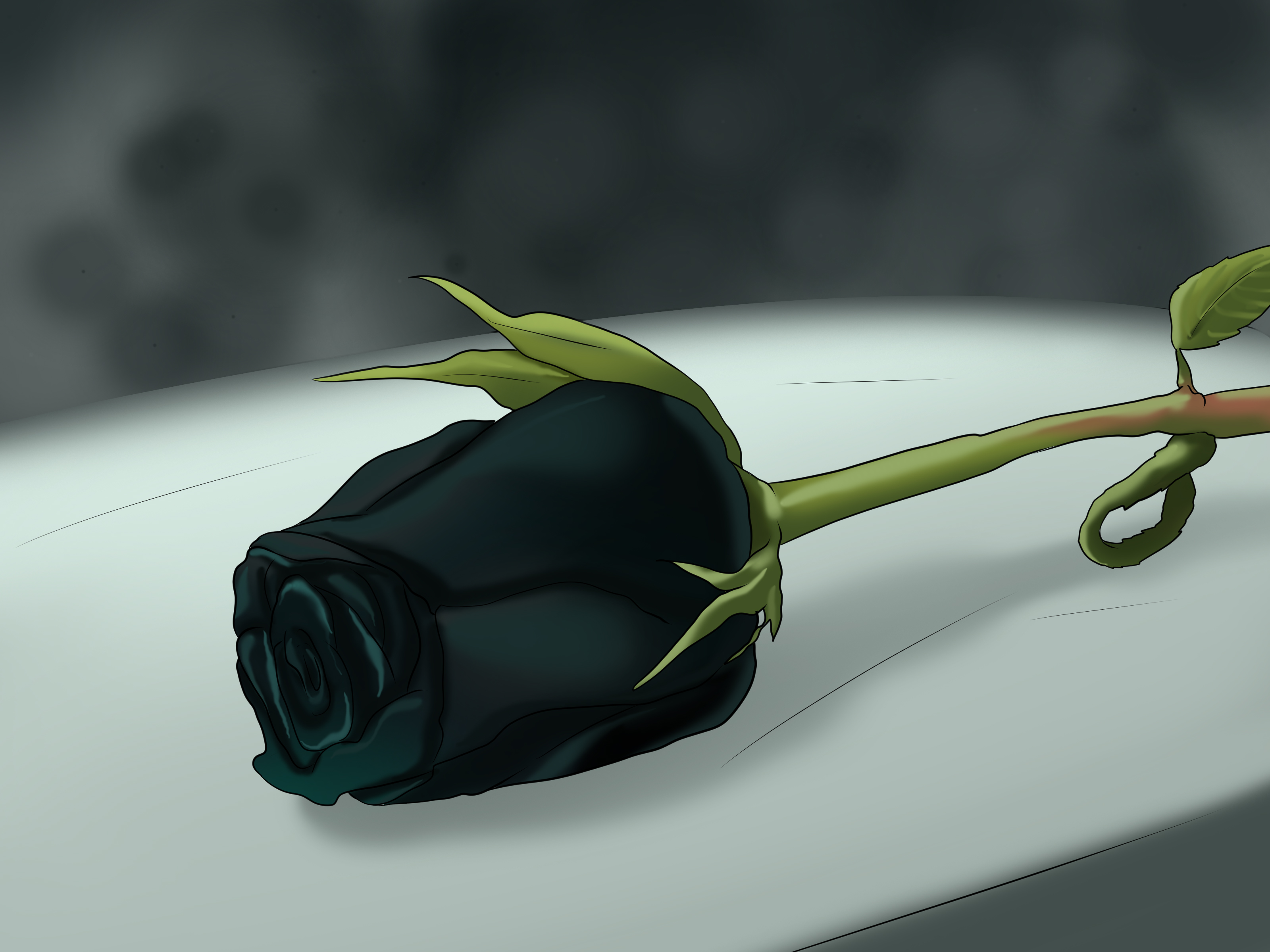 Tranh vẽ hoa hồng đen cực chất