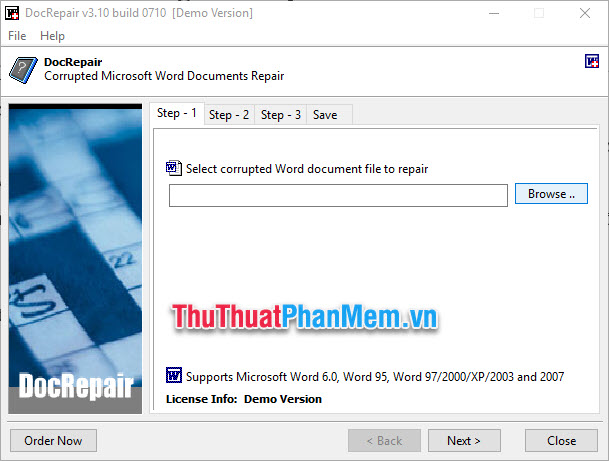 Chọn Browse rồi chọn file bị lỗi trong máy tính