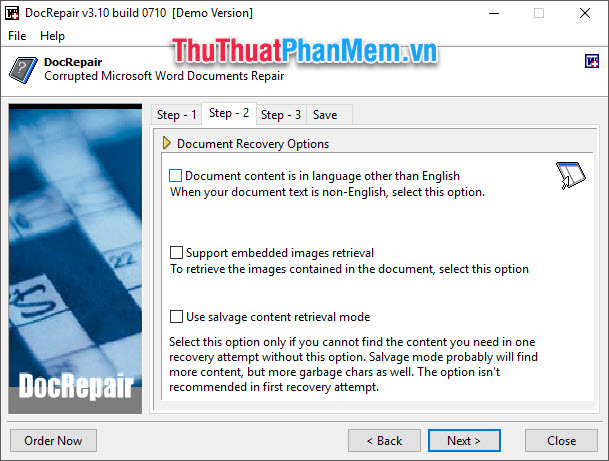 Một số tùy chọn sửa lỗi file Word