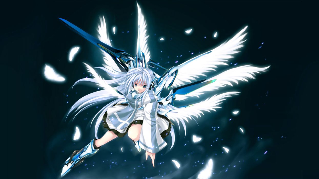 Hình ảnh anime tóc bạch kim cánh thiên thần