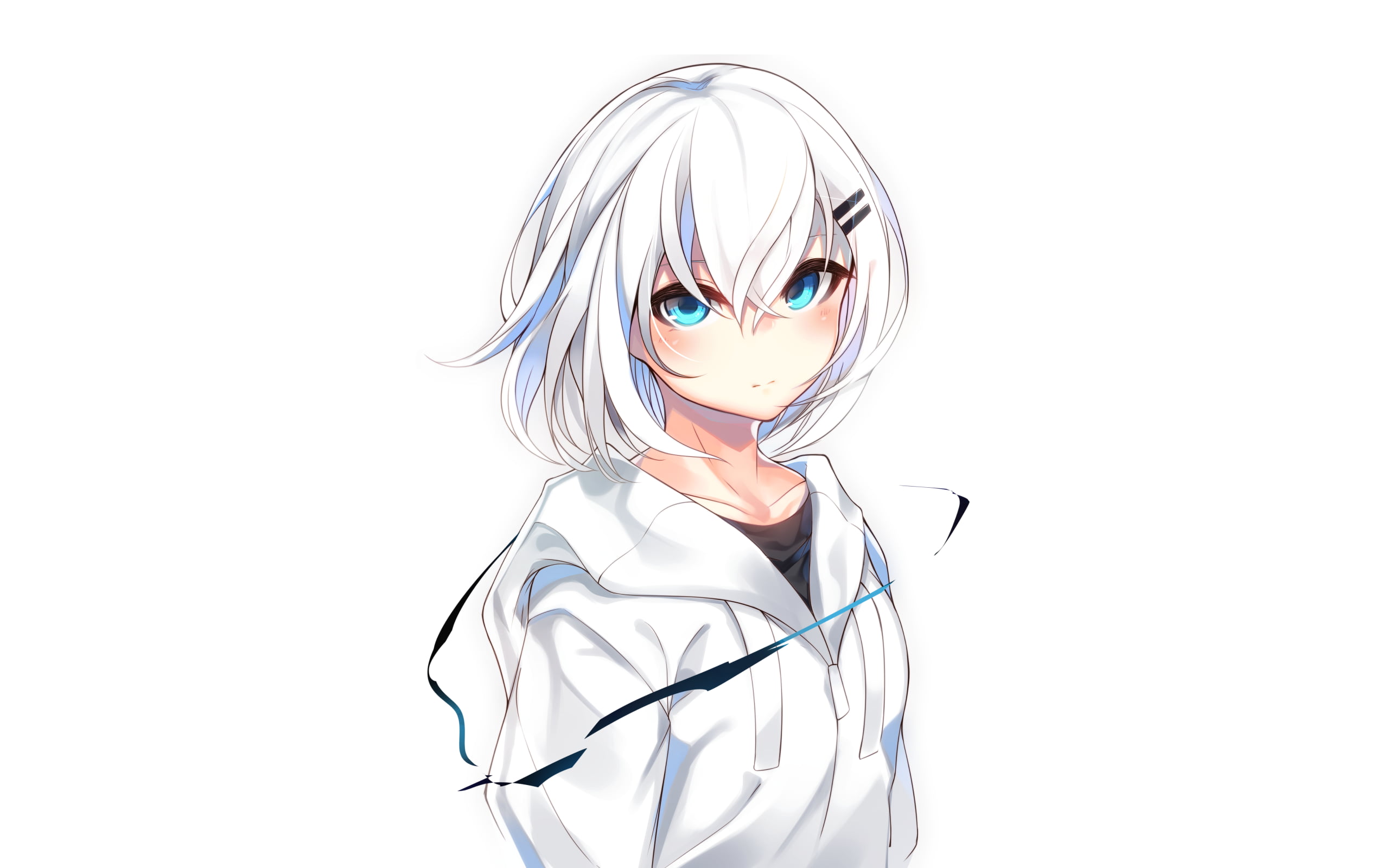 Hình ảnh anime tóc bạch kim mắt xanh xinh đẹp
