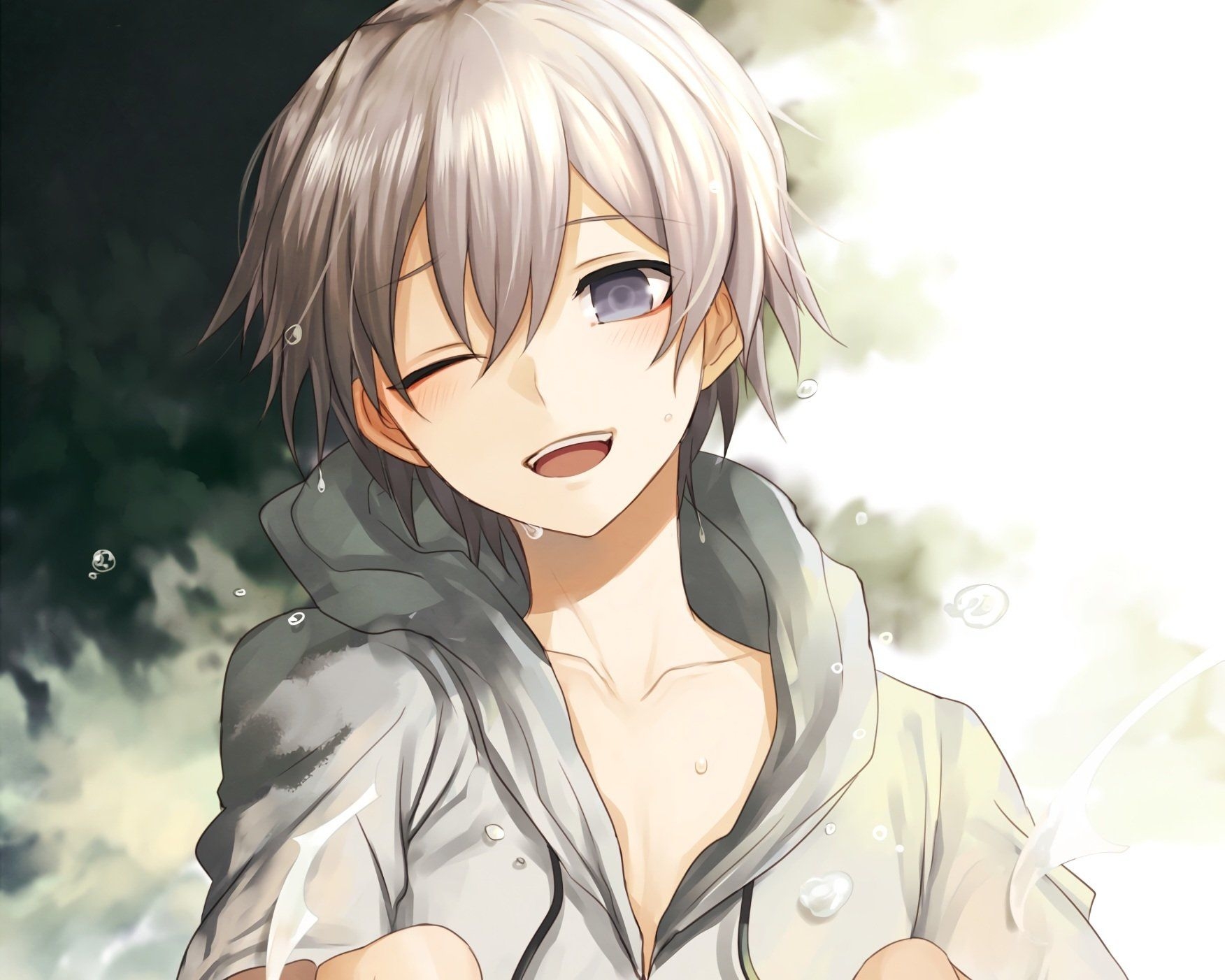 Hình ảnh anime tóc bạch kim nụ cười rạng rỡ