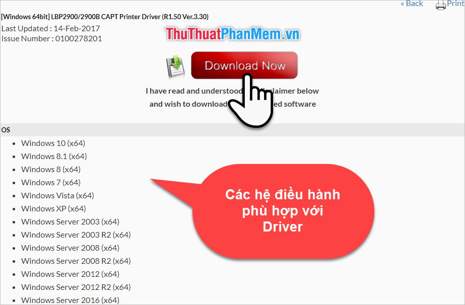 Thông tin về file driver bạn sắp tải