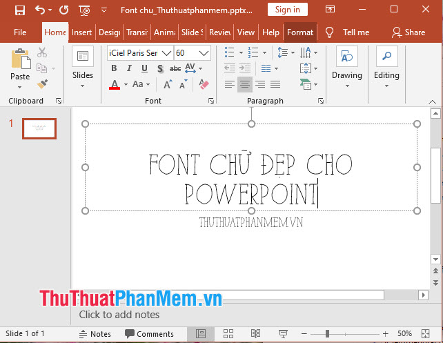 Font chữ PowerPoint iCiel Paris Serif