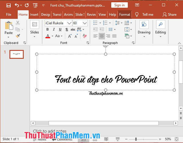 Font chữ PowerPoint iCiel Rukola