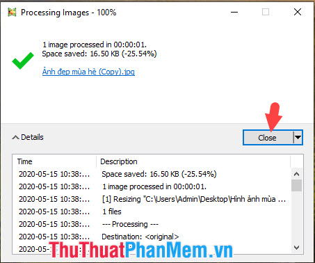 File ảnh sau khi resize sẽ xuất hiện ở thư mục gốc với tên Copy ở phía sau tên file