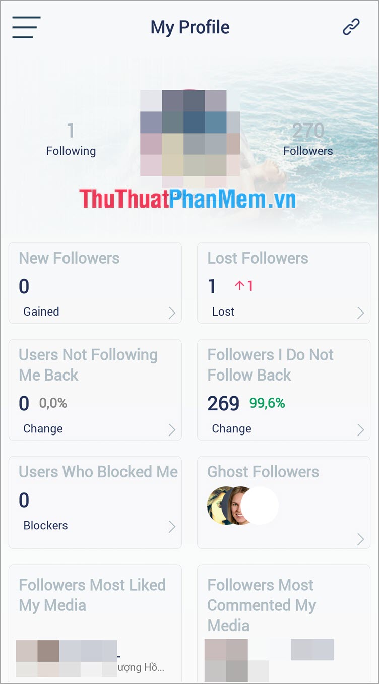 Một số tính năng Followers & Likes Tracker for Instagram - Repost