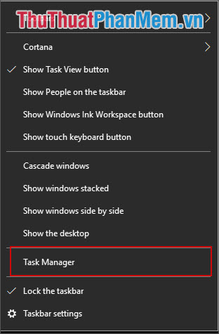 Chọn Task Manager